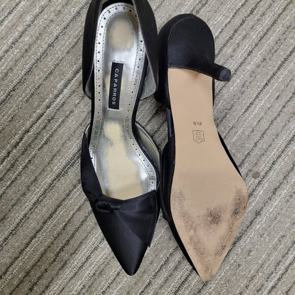 Caparros Morgana Black 8.5 Heel 3” Satin Party New Years Date Glam - Picture 4 of 6